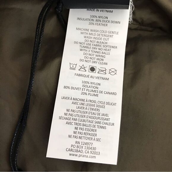 New! Prana Ice Thistle Reversible Duck Down Feather Puffer Hooded Winter Vest - Picture 14 of 14